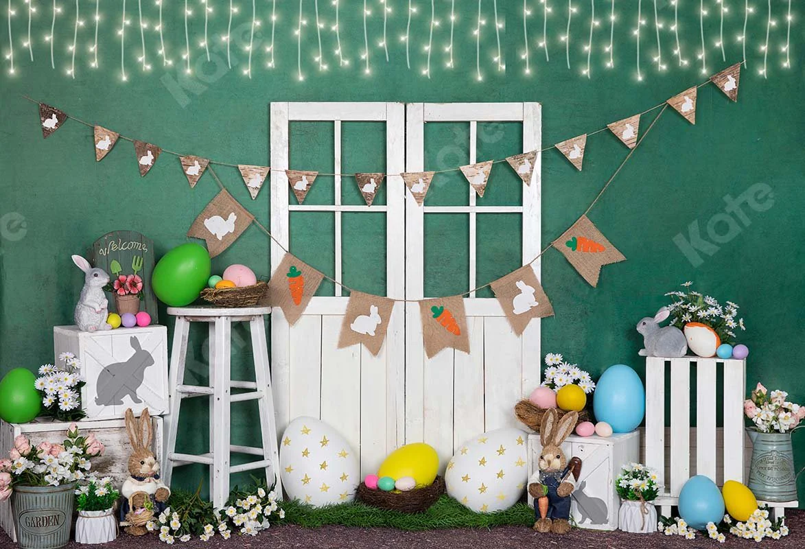 Kate Easter Egg Bunny Lantern White Door Green Backdrop Designed by Emetselch - Image 3