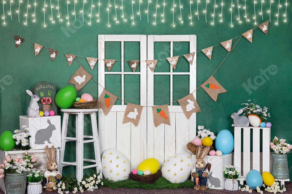 Kate Easter Egg Bunny Lantern White Door Green Backdrop Designed by Emetselch - Image 4