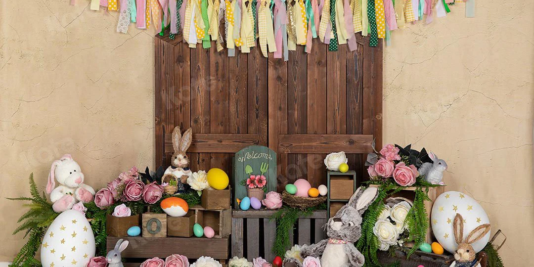 Kate Easter Eggs Bunny Rabbits Door Backdrop Designed by Emetselch - Image 5
