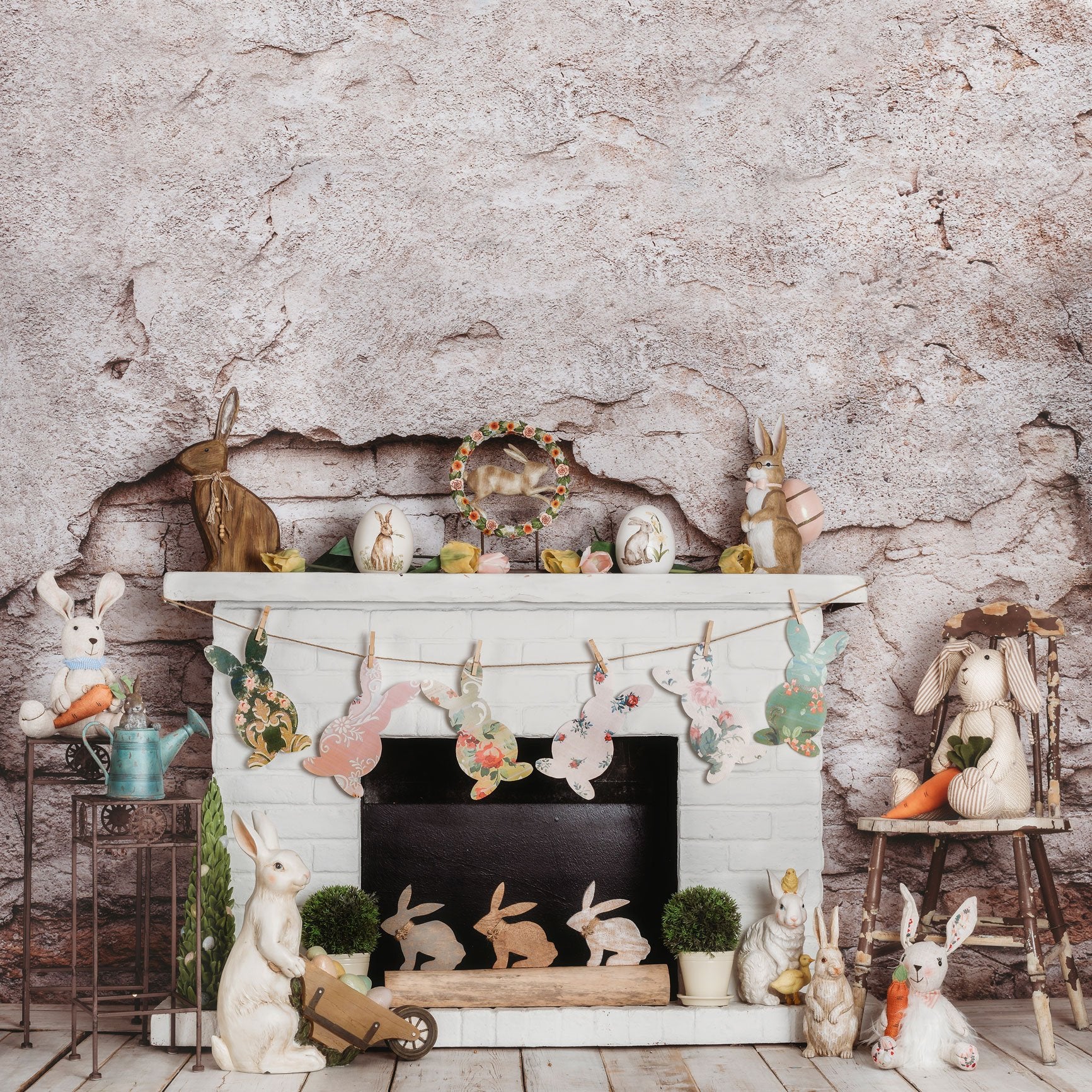Kate Easter/spring Bunnies Carrots Fireplace Designed by Rose Abbas - Image 6