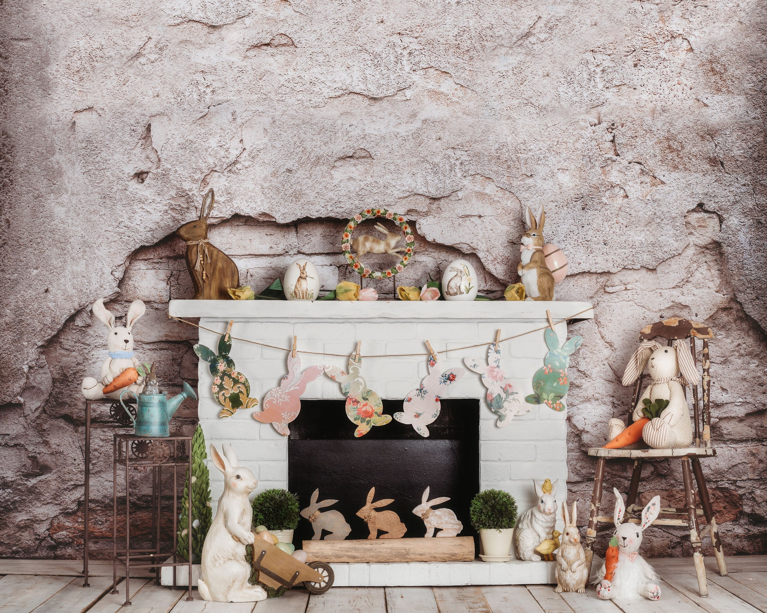 Kate Easter/spring Bunnies Carrots Fireplace Designed by Rose Abbas - Image 7