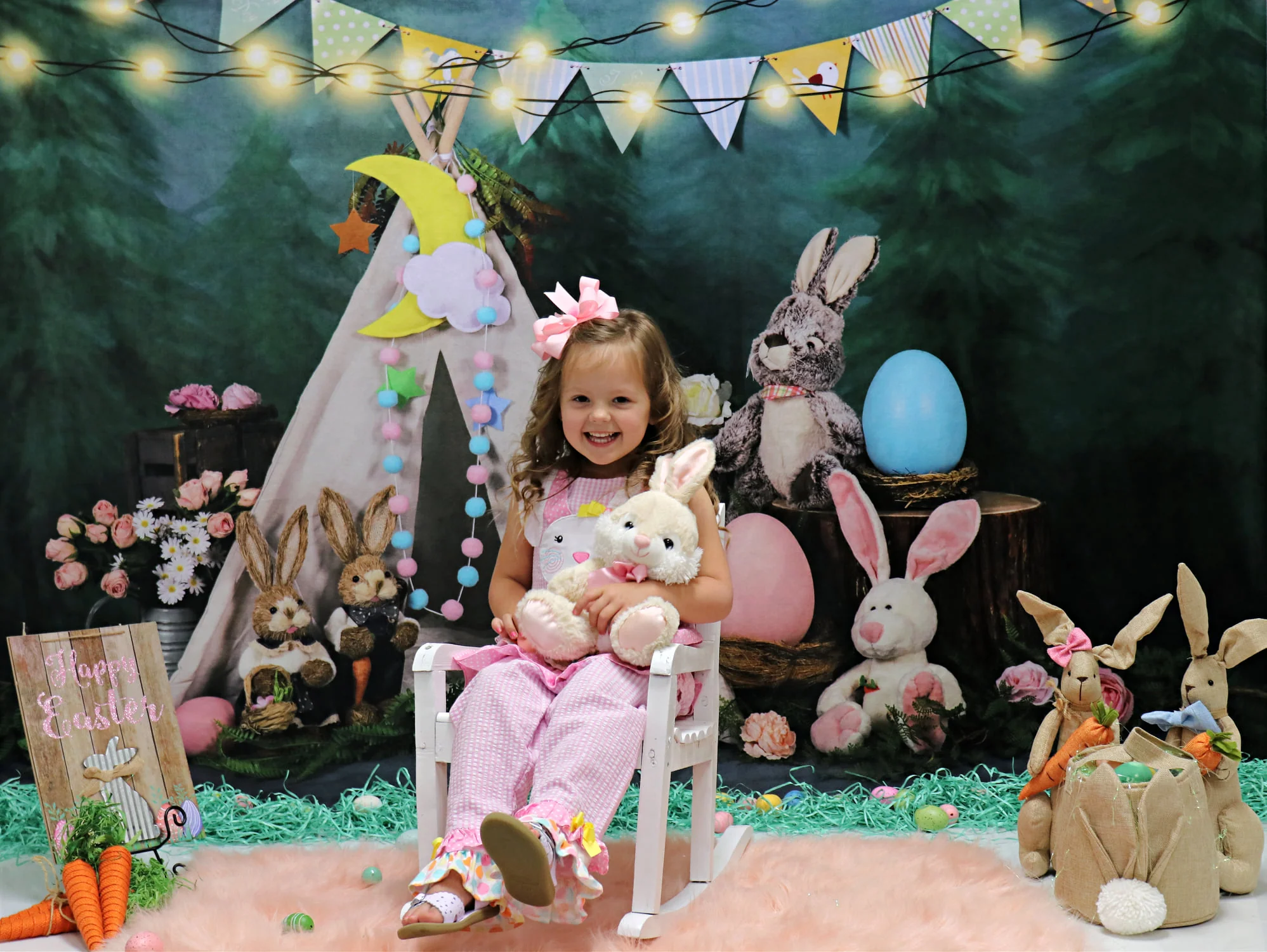 Kate Easter/spring Tent Bunny Eggs Backdrop Designed by Emetselch - Image 3