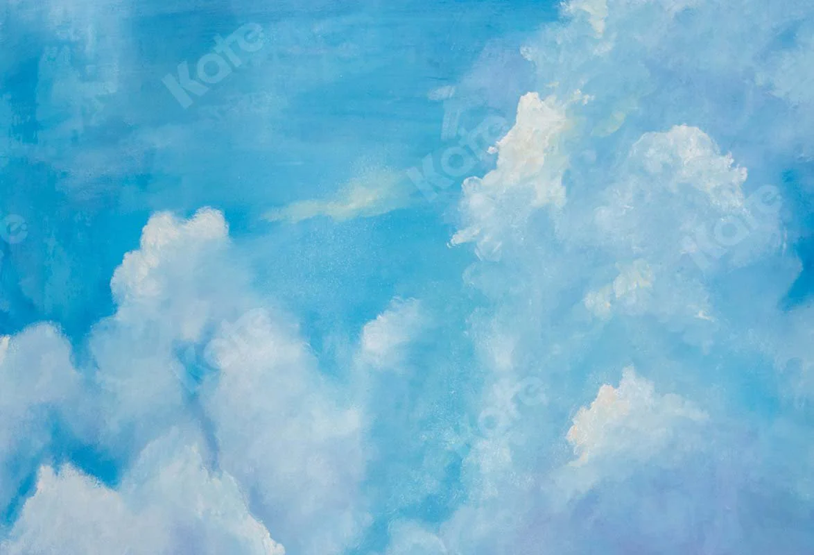 Kate Fine Art Blue Sky White Clouds Cake Smash Backdrop Designed by GQ - Image 3