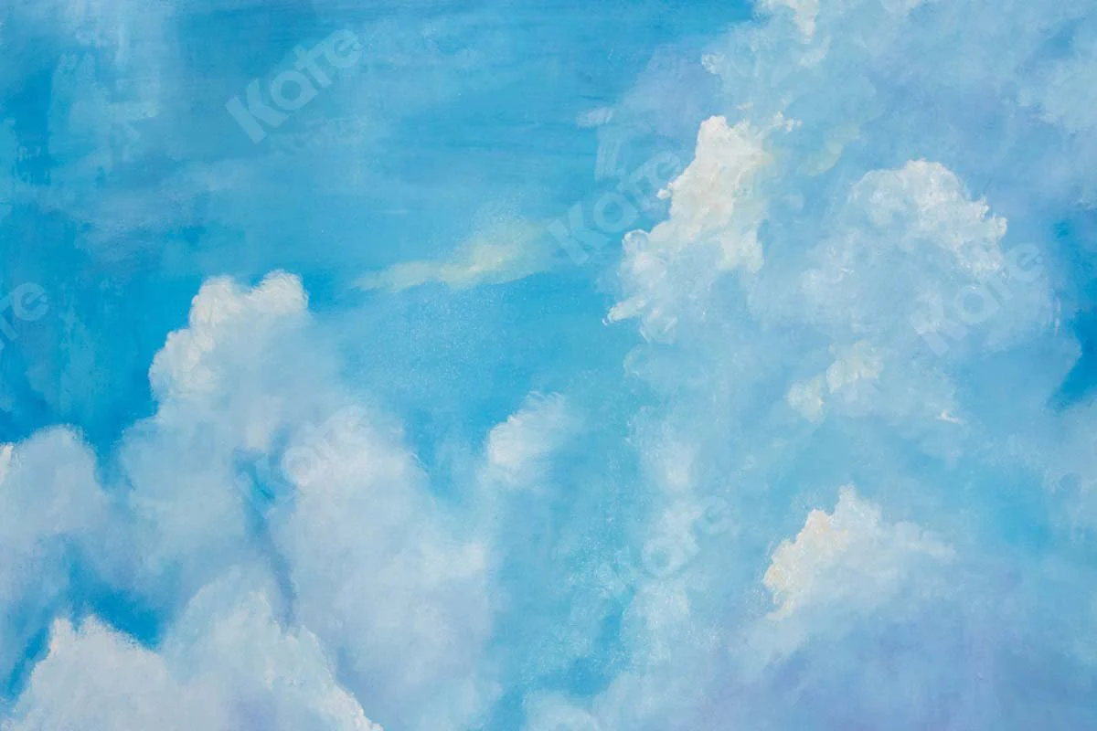 Kate Fine Art Blue Sky White Clouds Cake Smash Backdrop Designed by GQ - Image 4