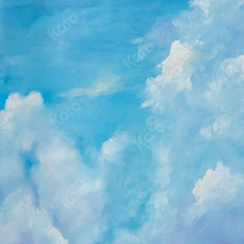 Kate Fine Art Blue Sky White Clouds Cake Smash Backdrop Designed by GQ - Image 5