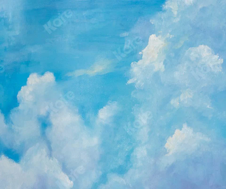 Kate Fine Art Blue Sky White Clouds Cake Smash Backdrop Designed by GQ - Image 6