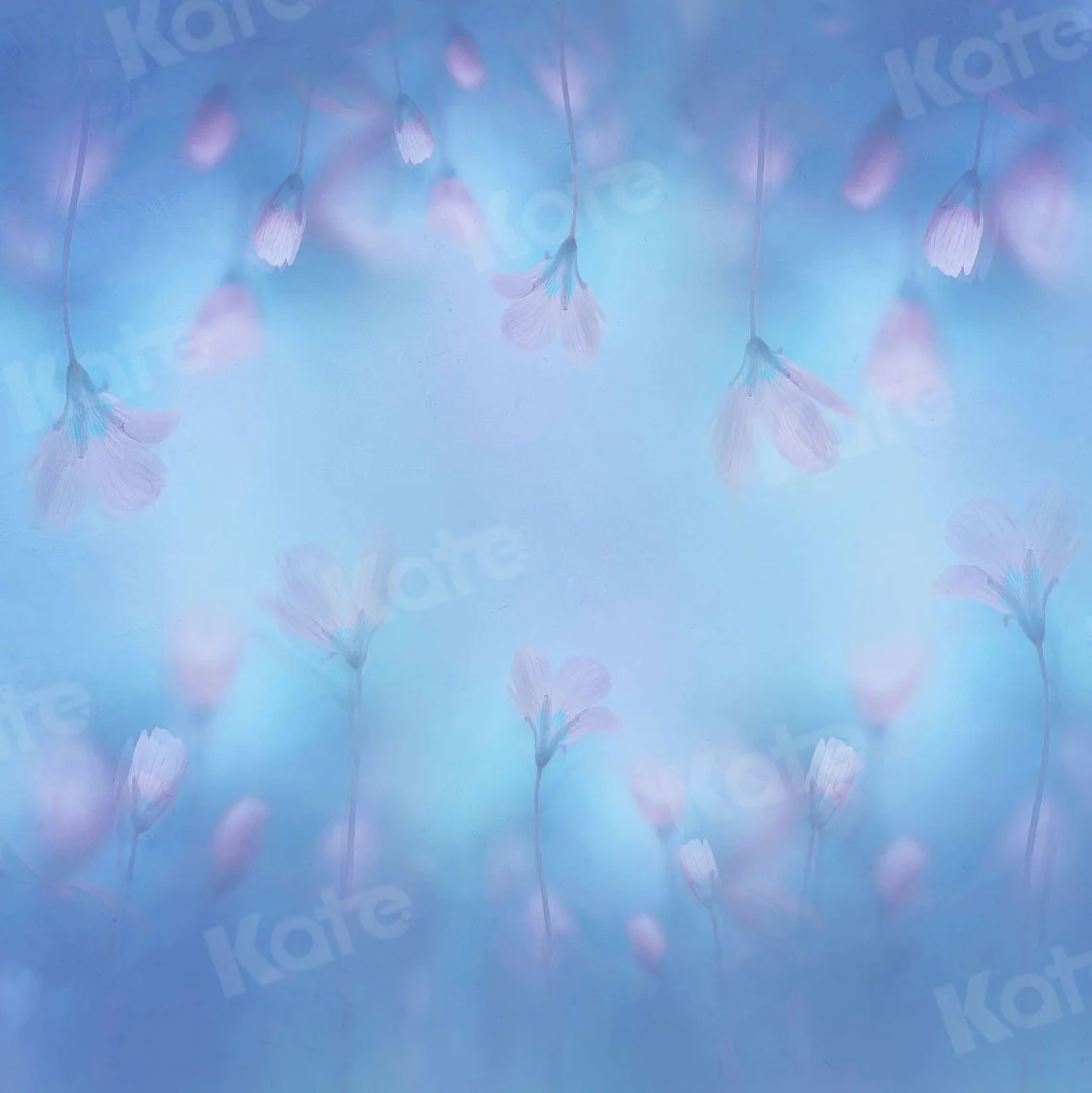 Kate Fine Art Light Pink Florals Blue Backdrop for Photography - Image 4