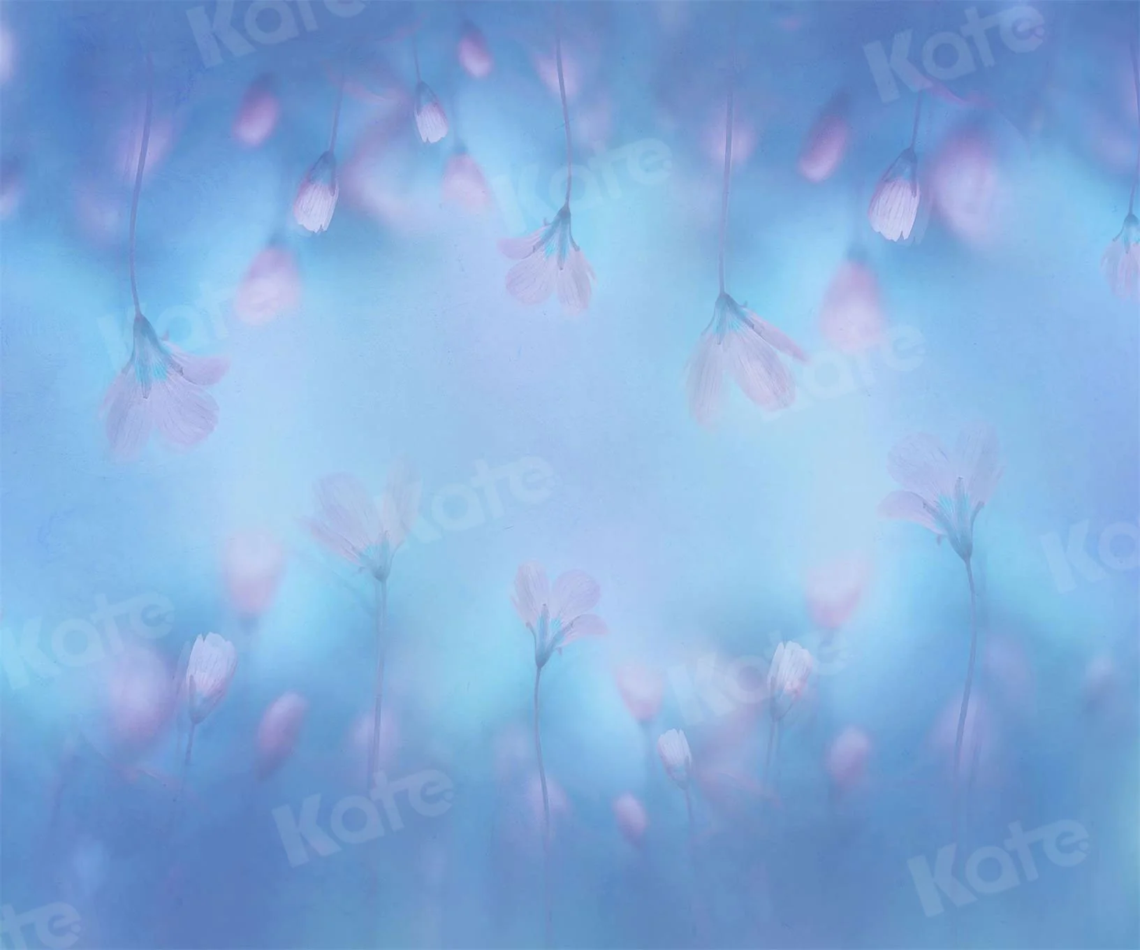 Kate Fine Art Light Pink Florals Blue Backdrop for Photography - Image 5