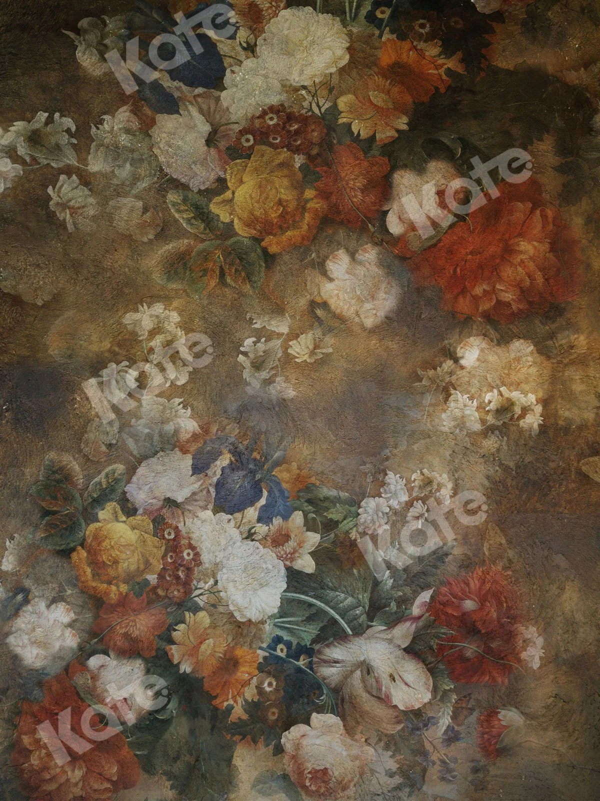 Kate Fine Art Retro Oil Painting Flowers Backdrop for Photography - Image 2