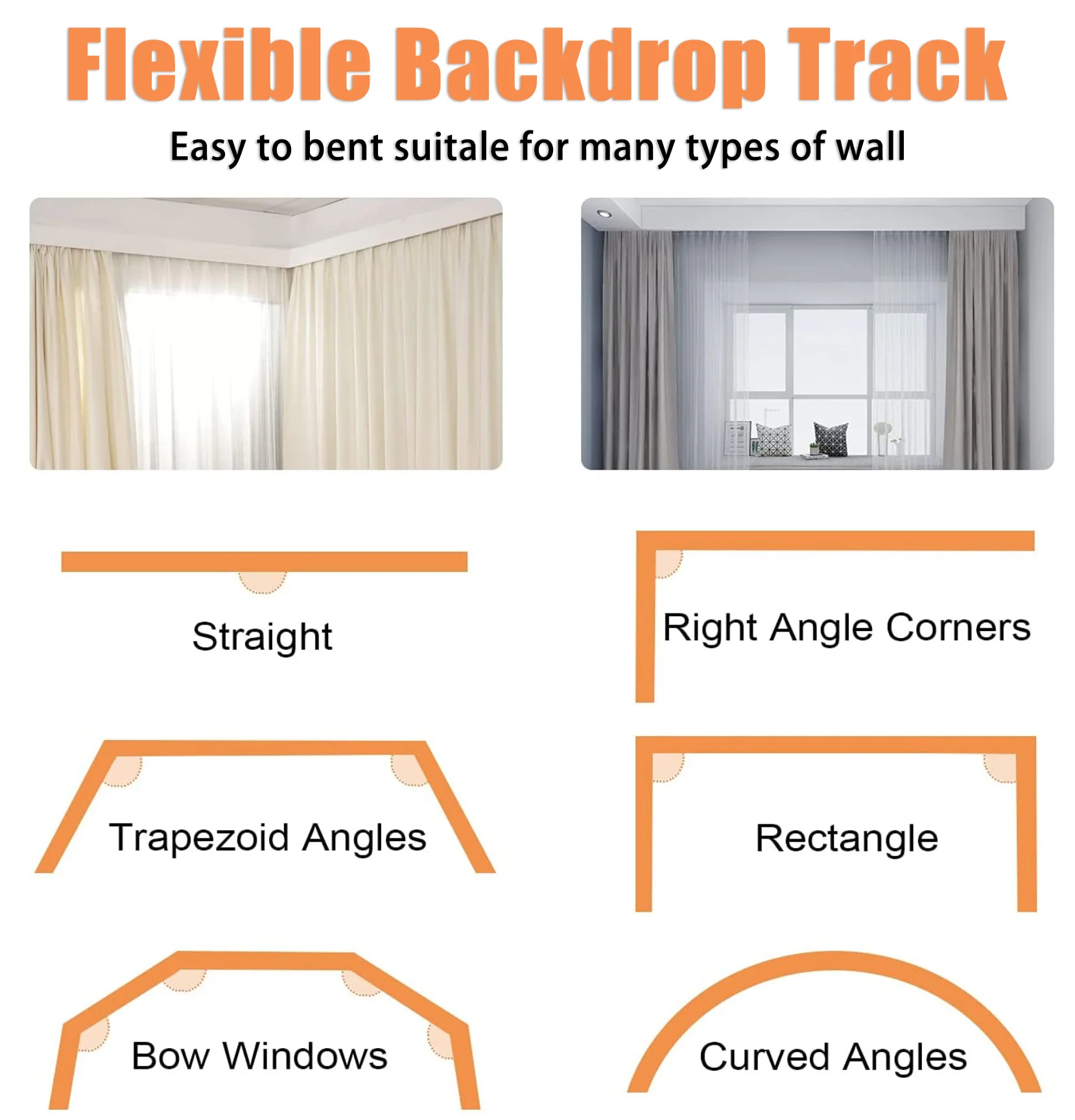 Flexible Curtains Backdrops Bendable Track Ceiling Wall Backdrop Stand - Image 2