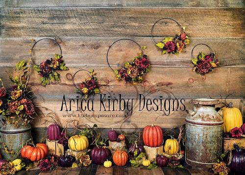 Kate Fall Floral Hoops and Pumpkins Backdrop Designed by Arica Kirby - Image 2