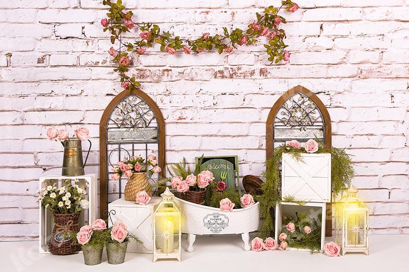 Kate Mother's Day Flowers Windows Baby Bath Brick Backdrop Designed by Emetselch - Image 3