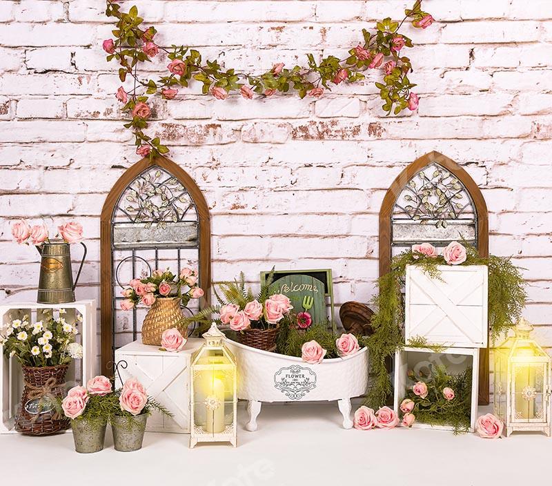 Kate Mother's Day Flowers Windows Baby Bath Brick Backdrop Designed by Emetselch - Image 4