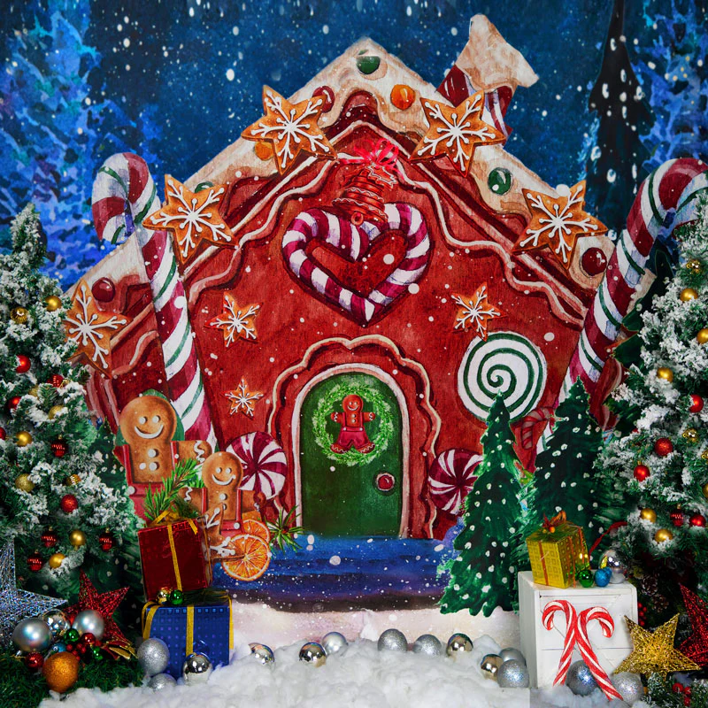 Kate Gingerbread House Christmas Backdrop Designed by Emetselch - Image 2