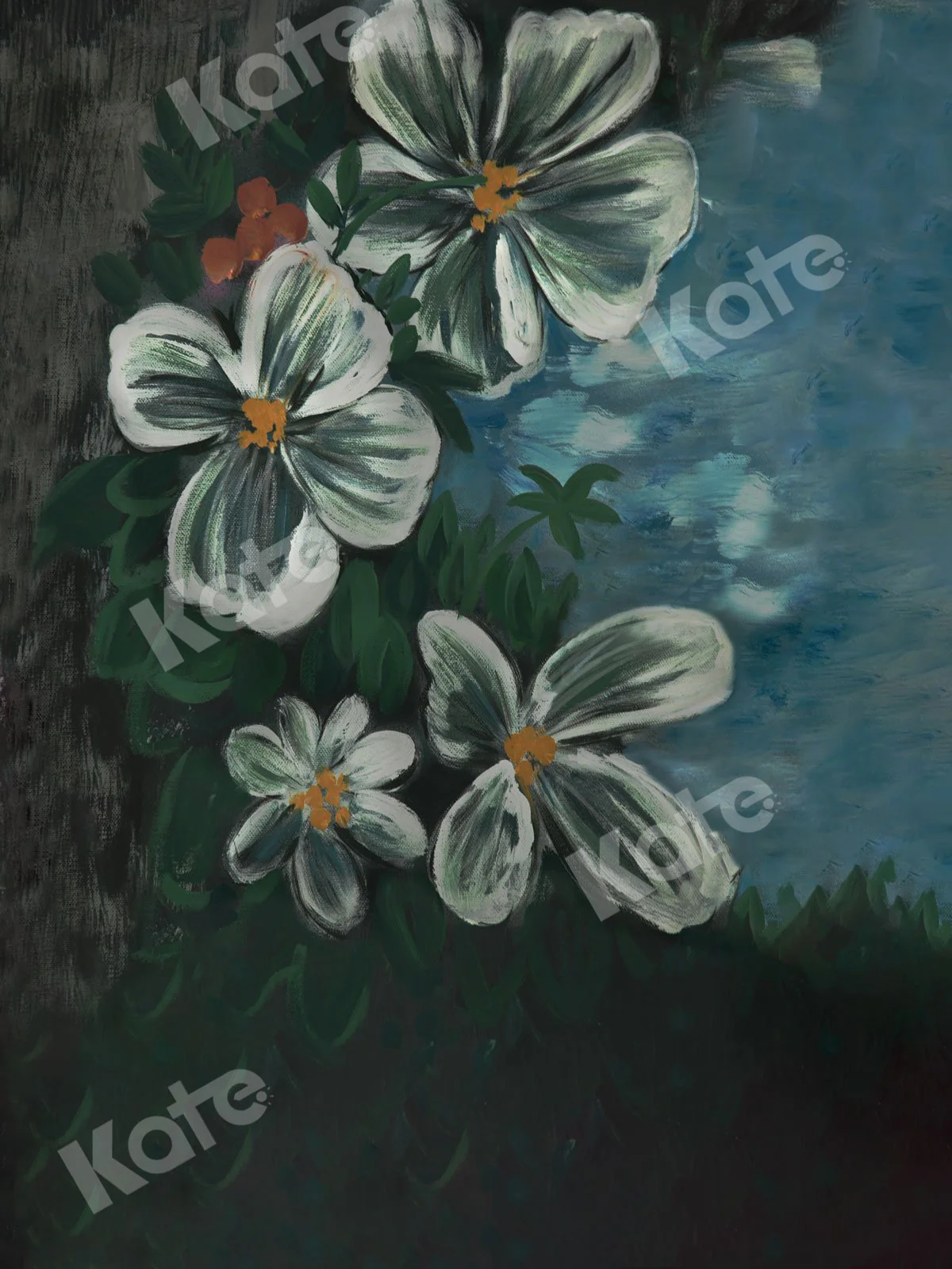 Kate Fine Art Green Florals Backdrop Designed By JS Photography