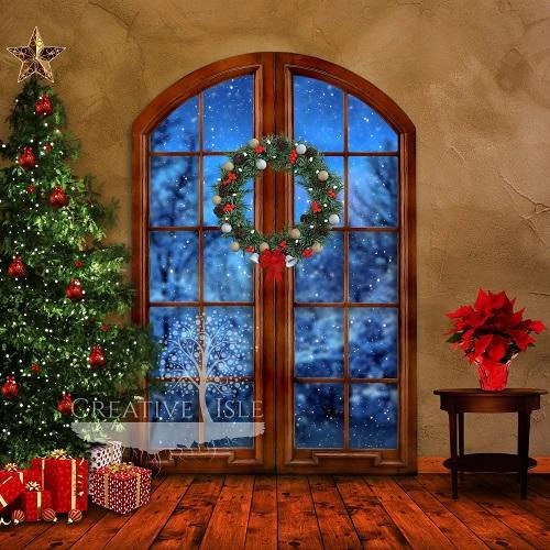 Kate Christmas Window Holiday Room Backdrop Designed by Chrissie Green