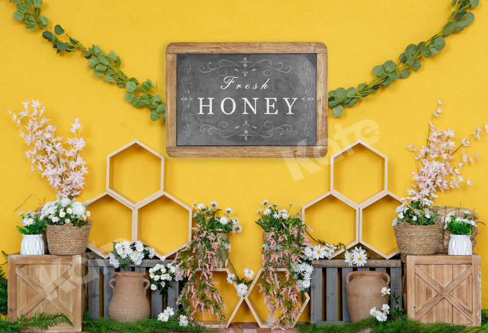 Kate Honeycomb Yellow Spring Backdrop Designed by Emetselch - Image 2