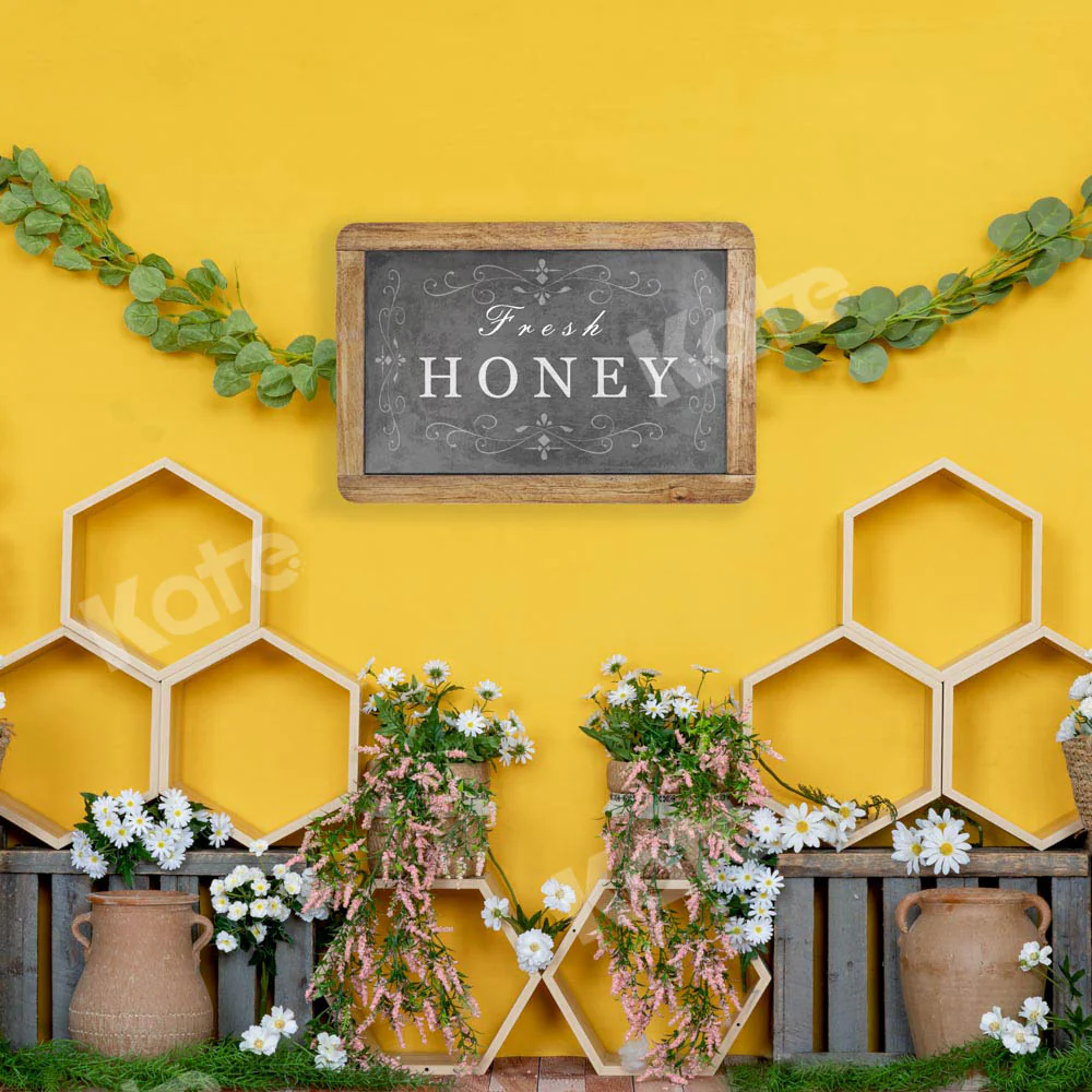 Kate Honeycomb Yellow Spring Backdrop Designed by Emetselch - Image 4