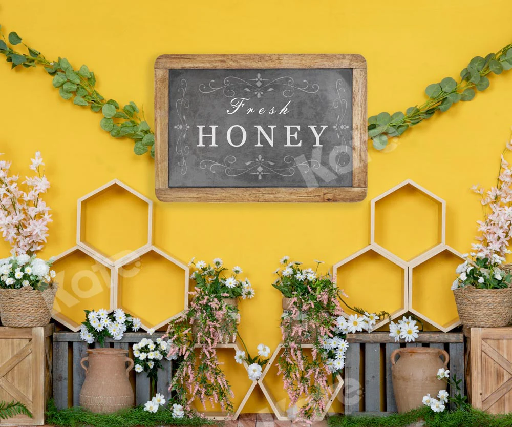 Kate Honeycomb Yellow Spring Backdrop Designed by Emetselch - Image 5