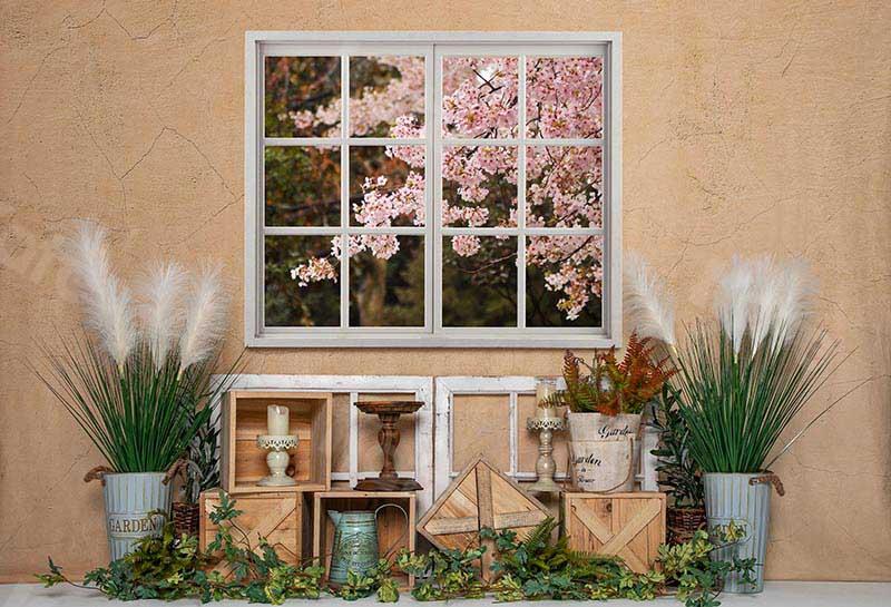 Kate Spring Indoor Window Cherry Blossoms Backdrop Designed by Emetselch - Image 2