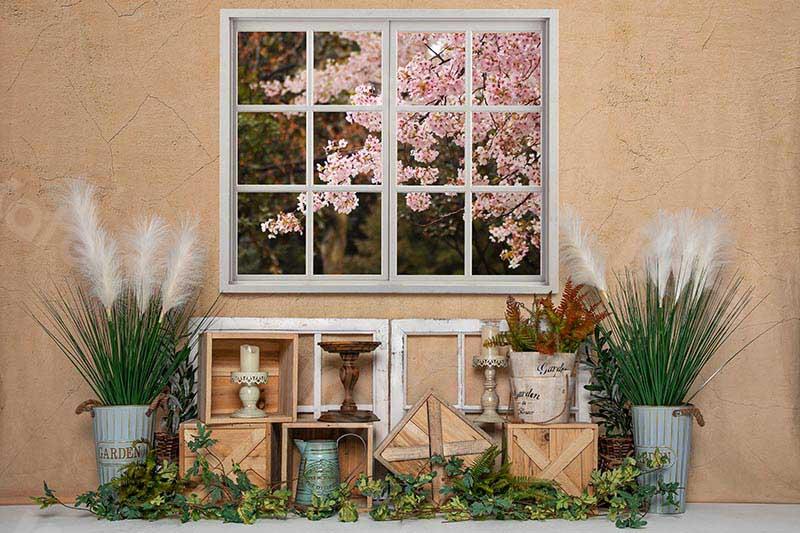 Kate Spring Indoor Window Cherry Blossoms Backdrop Designed by Emetselch - Image 3