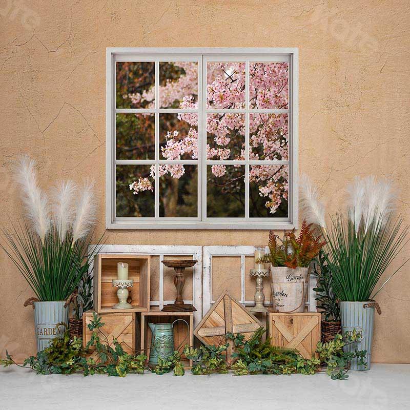 Kate Spring Indoor Window Cherry Blossoms Backdrop Designed by Emetselch - Image 4