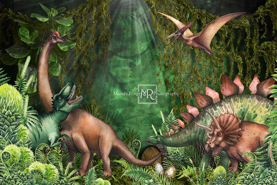 Kate Jungle Adventure Dinosaurs Backdrop Designed by Mandy Ringe Photography - Image 2
