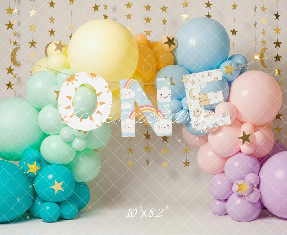 Kate 1st Birthday Balloon Arch Gold Stars Backdrop Designed by Emetselch - Image 6