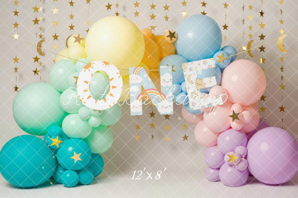 Kate 1st Birthday Balloon Arch Gold Stars Backdrop Designed by Emetselch - Image 8