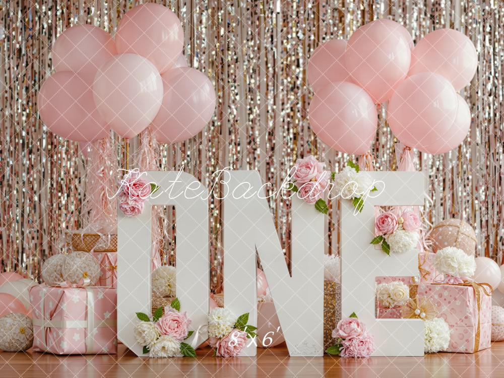 Kate 1st Birthday Cake Smash Balloons Backdrop Designed by Emstselch - Image 3