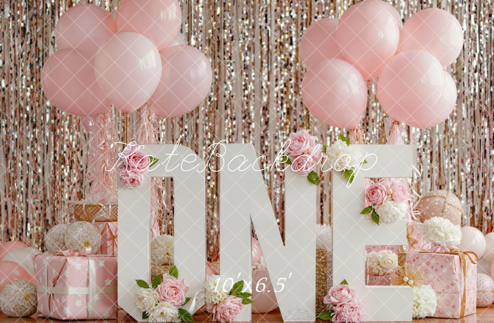 Kate 1st Birthday Cake Smash Balloons Backdrop Designed by Emstselch - Image 4