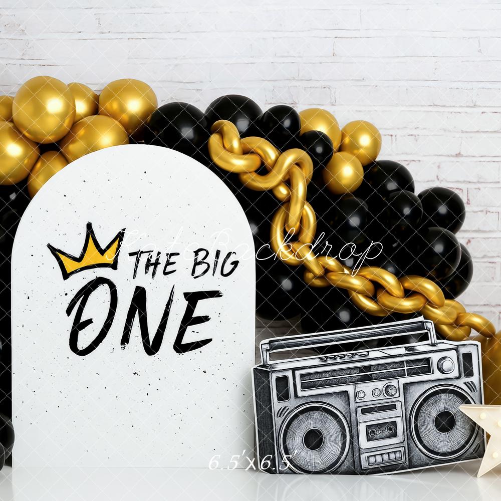 Kate 1st Birthday Retro Hip-Hop Gold Black Backdrop Designed by Patty Robert - Image 2