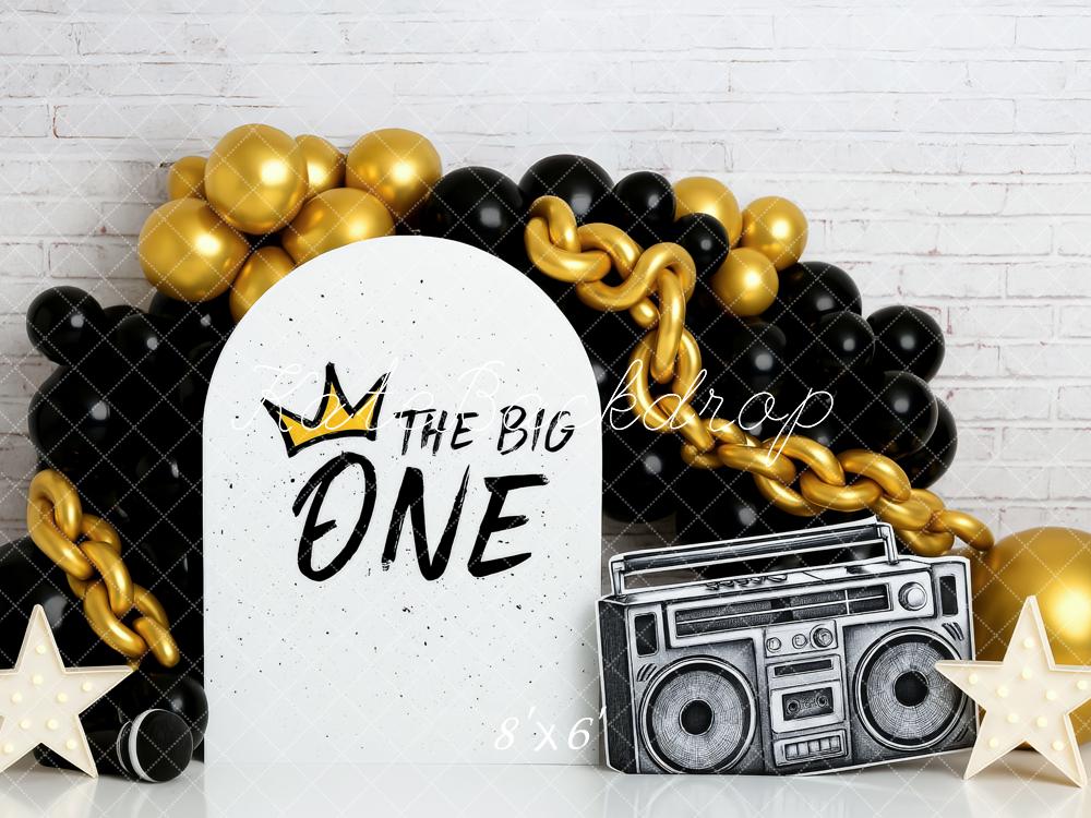 Kate 1st Birthday Retro Hip-Hop Gold Black Backdrop Designed by Patty Robert - Image 3
