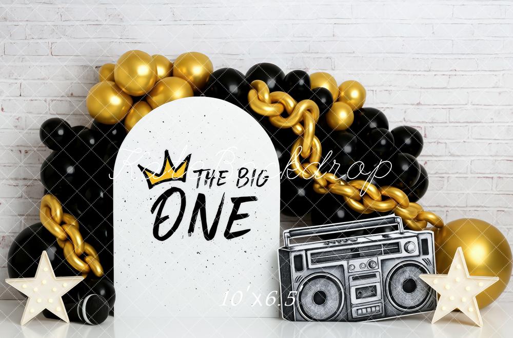 Kate 1st Birthday Retro Hip-Hop Gold Black Backdrop Designed by Patty Robert - Image 4