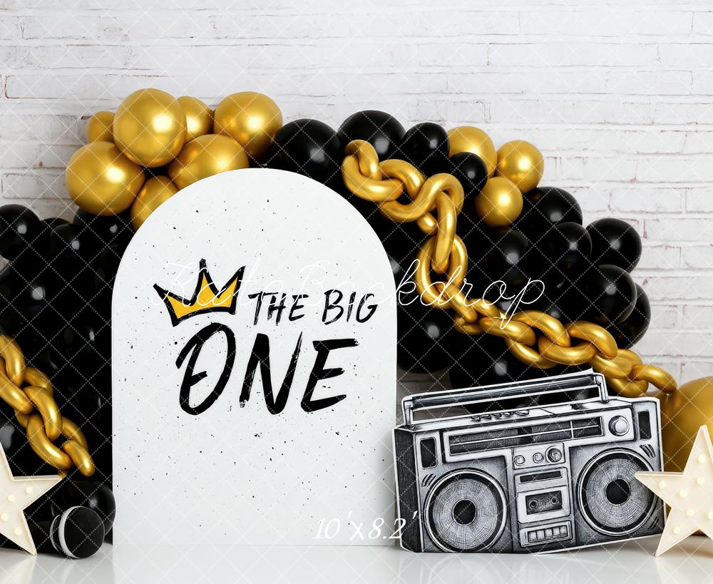 Kate 1st Birthday Retro Hip-Hop Gold Black Backdrop Designed by Patty Robert - Image 5