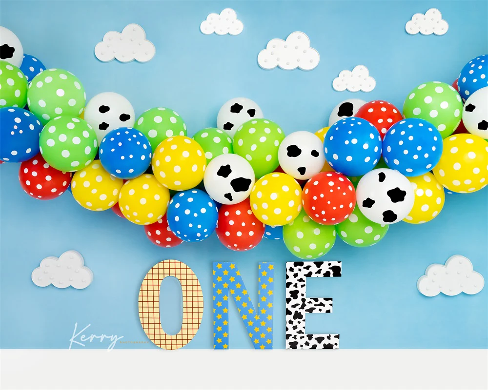 Kate 1st Birthday Toy Story Balloons Backdrop Designed by Kerry Anderson - Image 3
