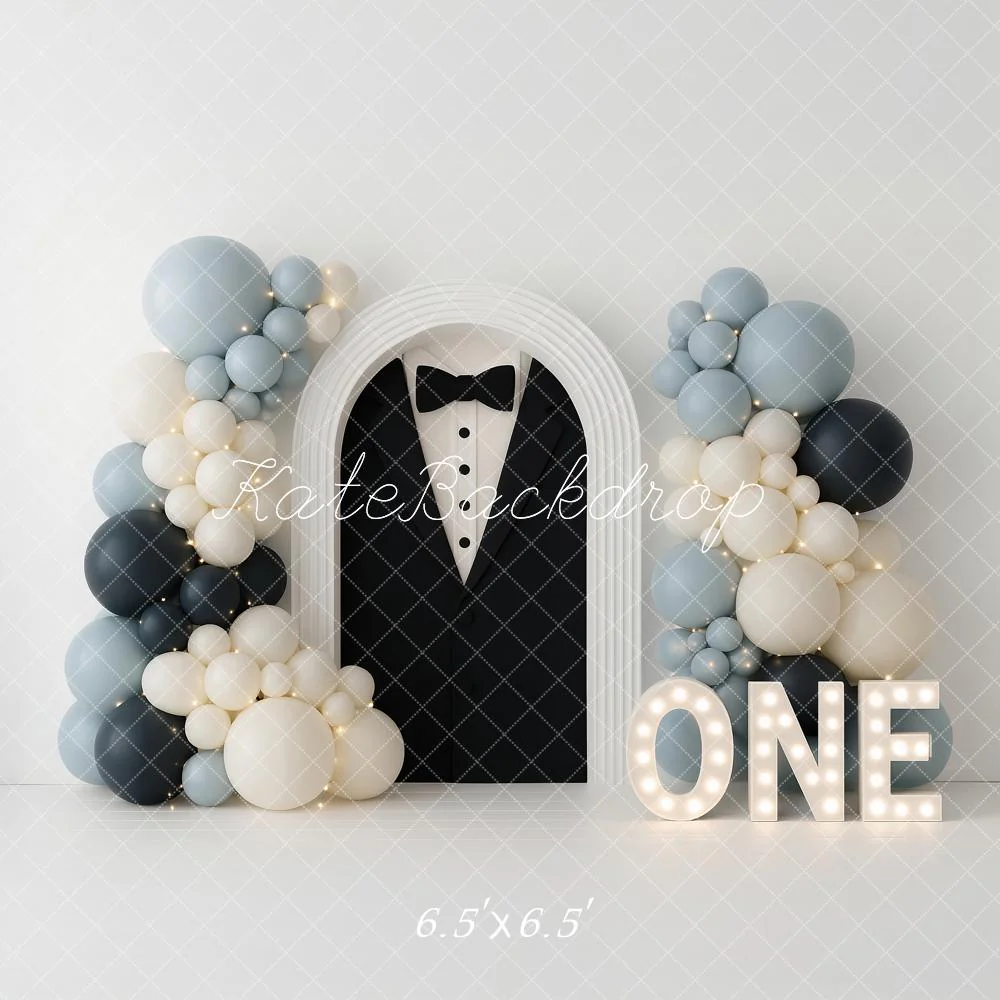 Kate 1st Birthday Tuxedo Balloon Arch Backdrop Designed by Ashley Paul - Image 2