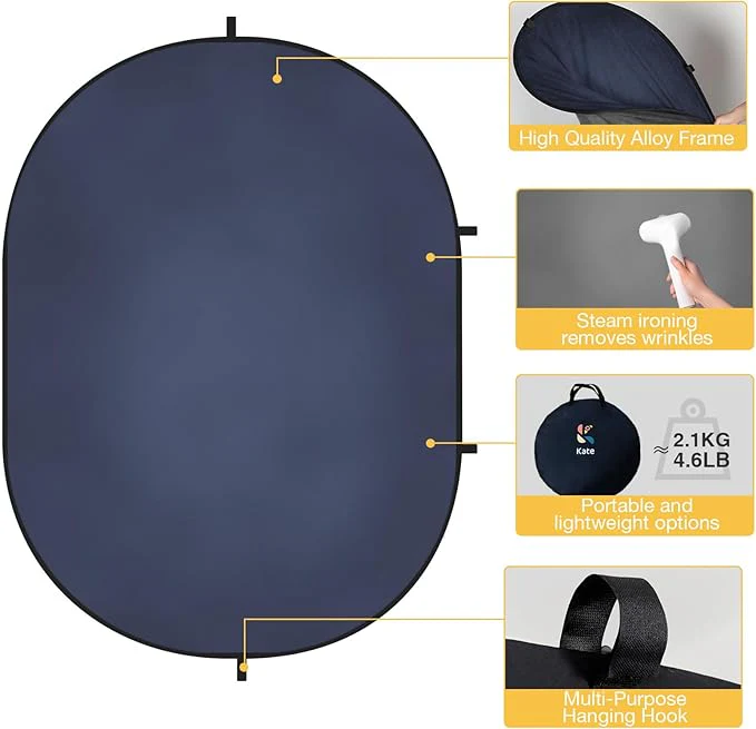 Kate Abstract Blue/Gray Pop-up Collapsible Backdrop Photography 5X6.5ft(1.5x2m) - Image 2