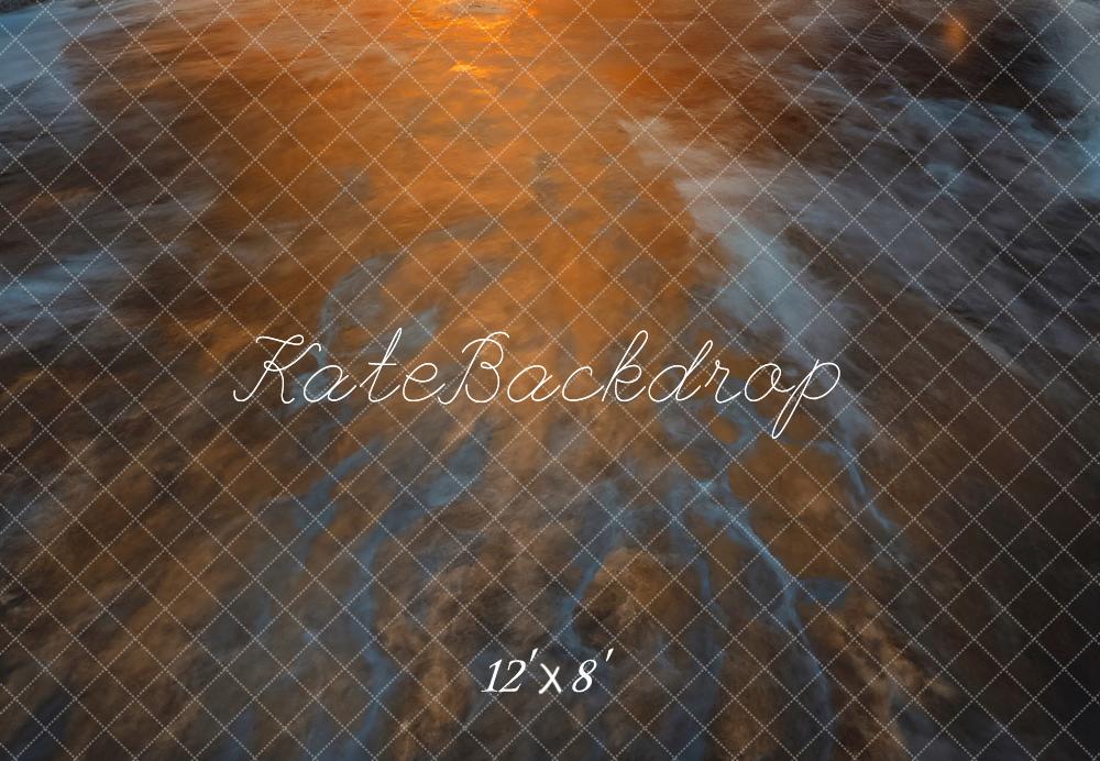 Kate Abstract Orange Blue Texture Fleece Backdrop Designed by Emetselch - Image 4