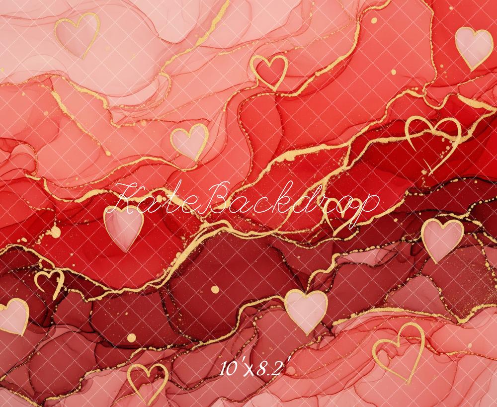 Kate Abstract Pink Red Gold Hearts Backdrop Designed by Patty Robert - Image 6