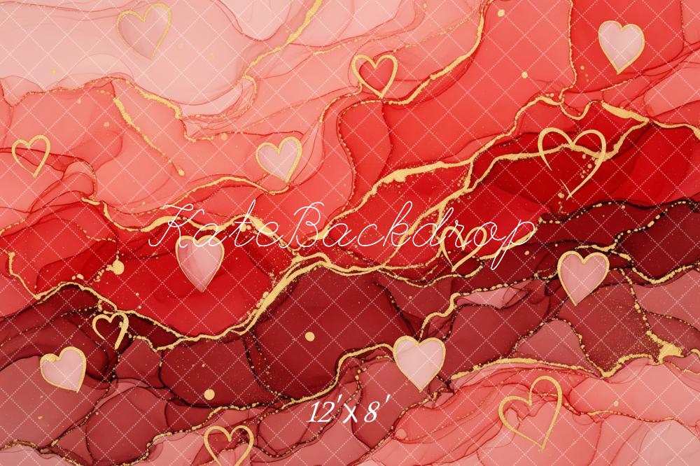Kate Abstract Pink Red Gold Hearts Backdrop Designed by Patty Robert - Image 8