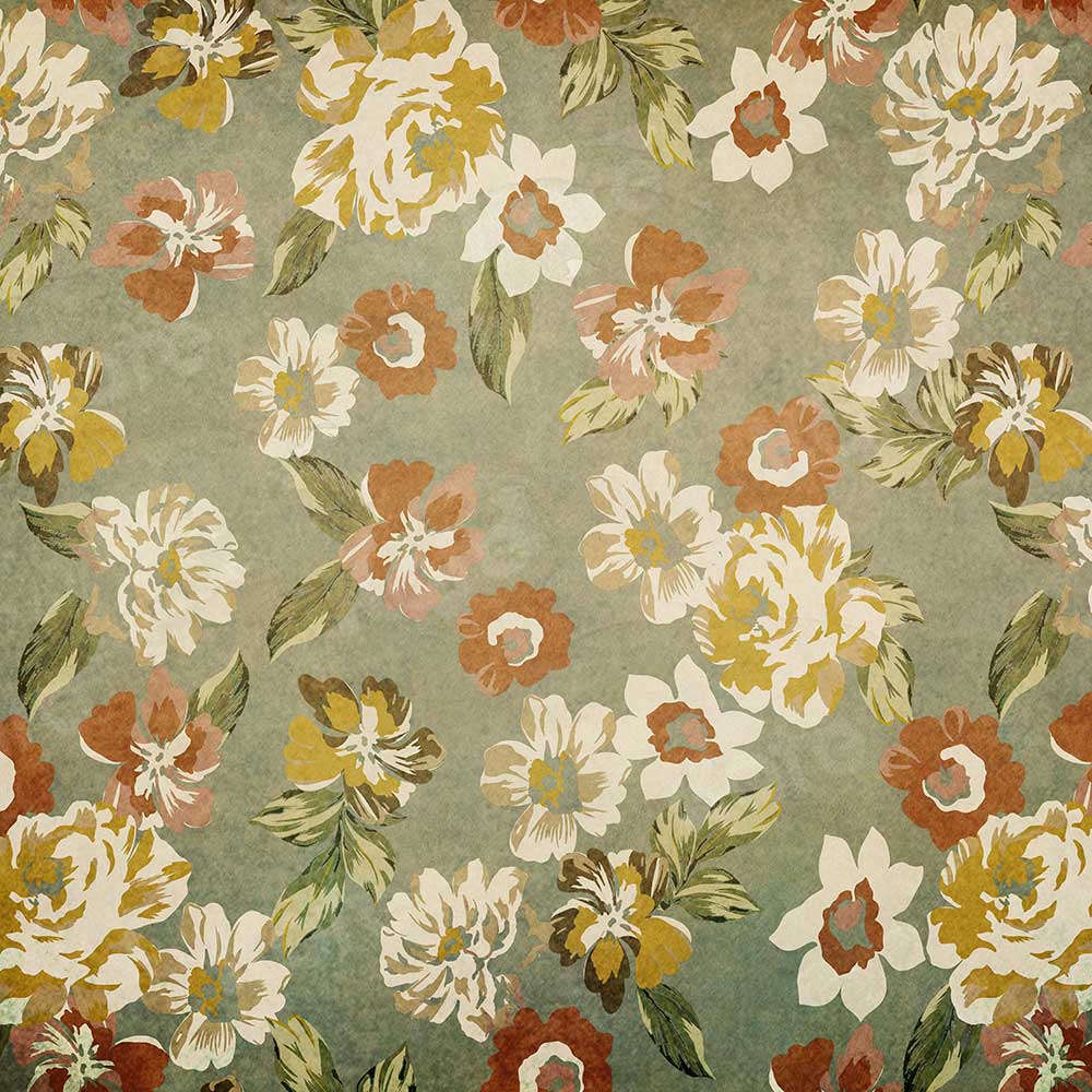 Kate Abstract Retro Flower Green Leaves Backdrop for Photography - Image 2