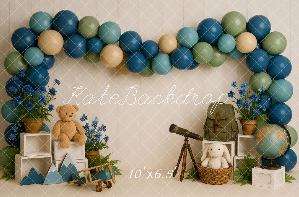 Kate Adventure Telescope Teddy Balloon Backdrop Designed by Patty Robert - Image 4