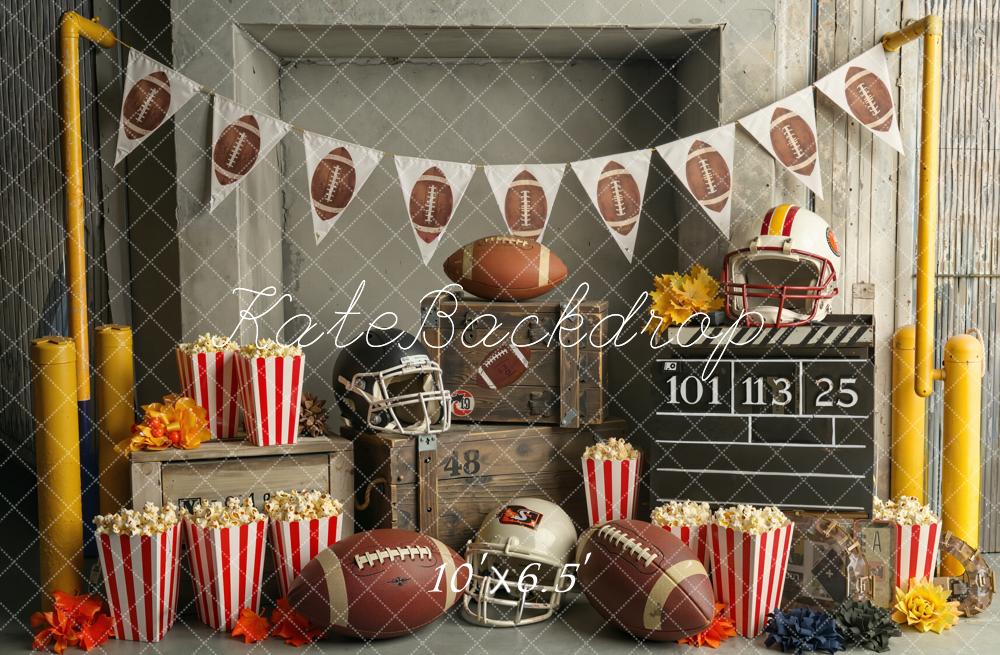 Kate Football Popcorn Helmets Crates Fleece Backdrop Designed by Chain Photography - Image 2