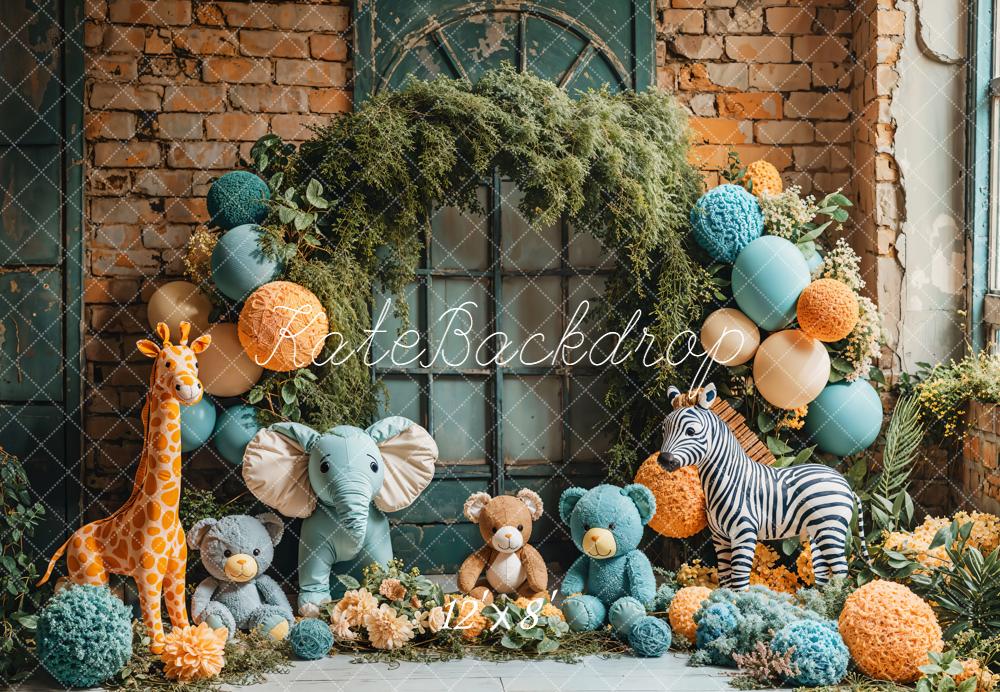 Kate Animals Balloon Arch Fleece Backdrop Designed by Emetselch - Image 2