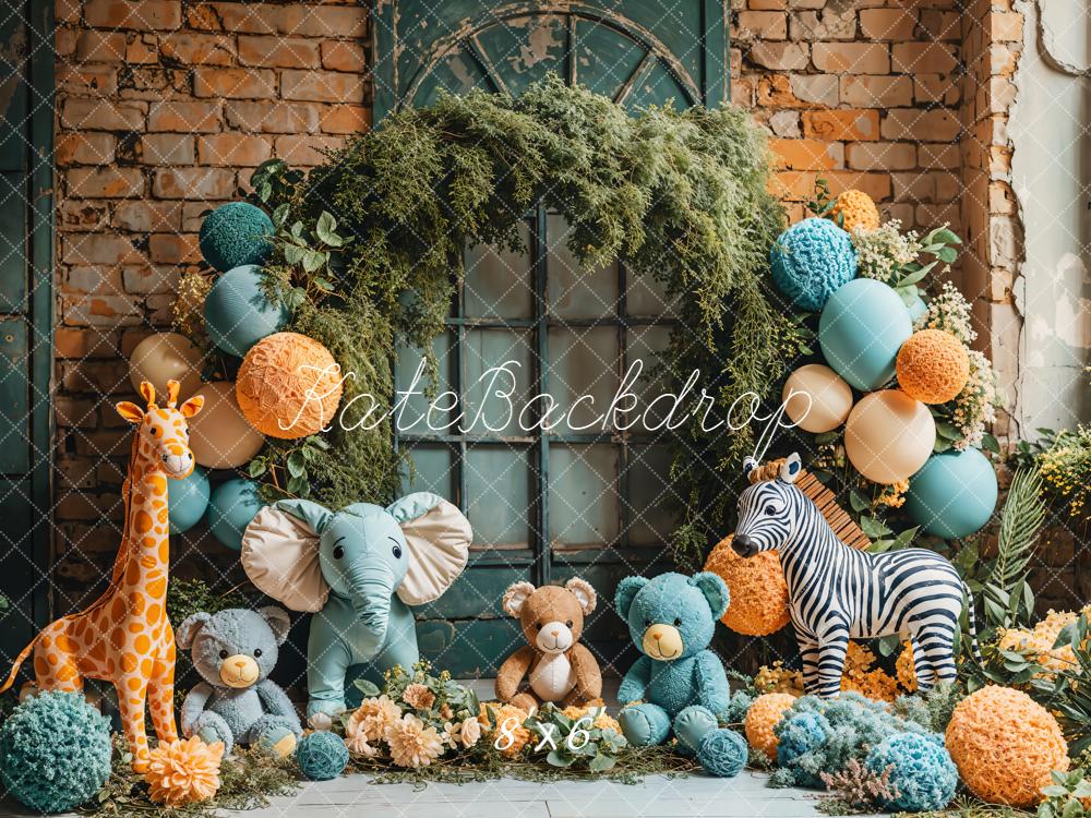 Kate Animals Balloon Arch Fleece Backdrop Designed by Emetselch - Image 3