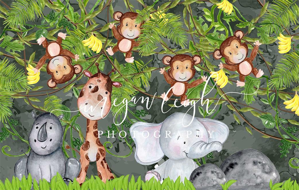 Kate Animals in Jungle for Children Backdrop Designed by Megan Leigh Photography