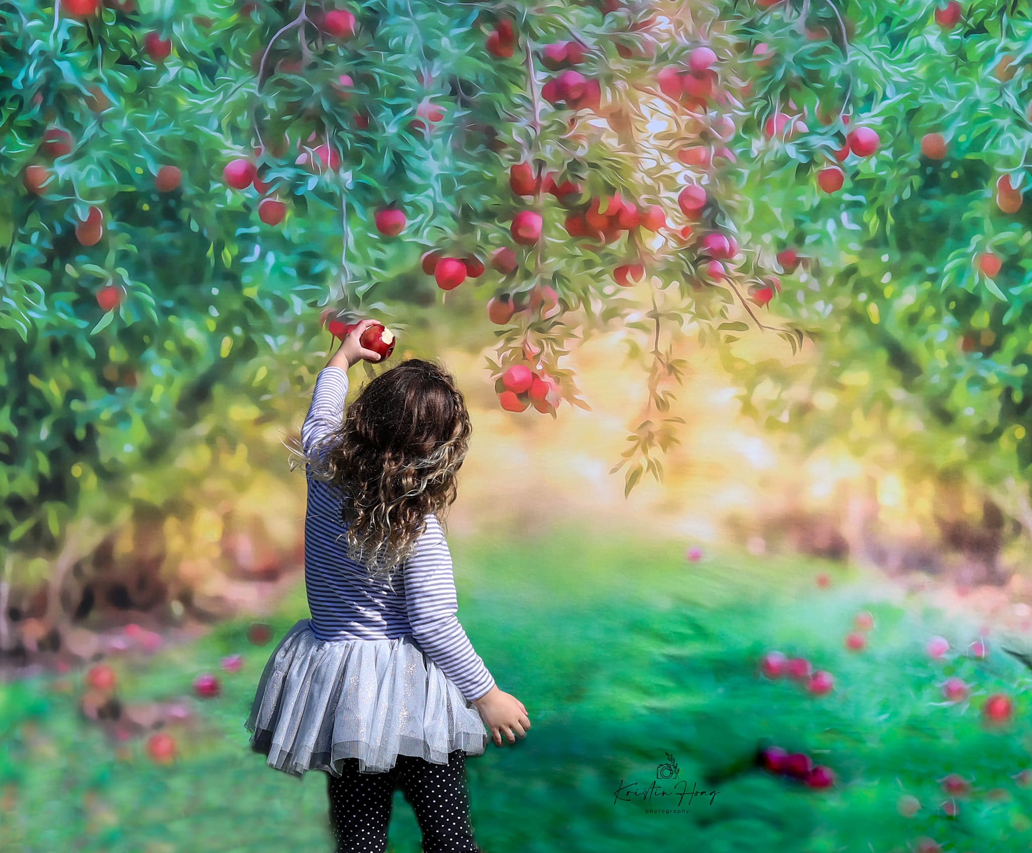 Kate Apple Orchard Summer Backdrop for Photography Designed by Lisa Granden - Image 3