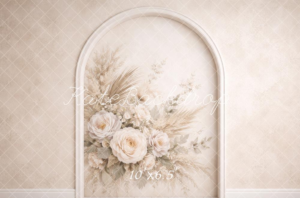 Kate Arch Beige Floral Fleece Backdrop Designed by Megan Leigh Photography - Image 2