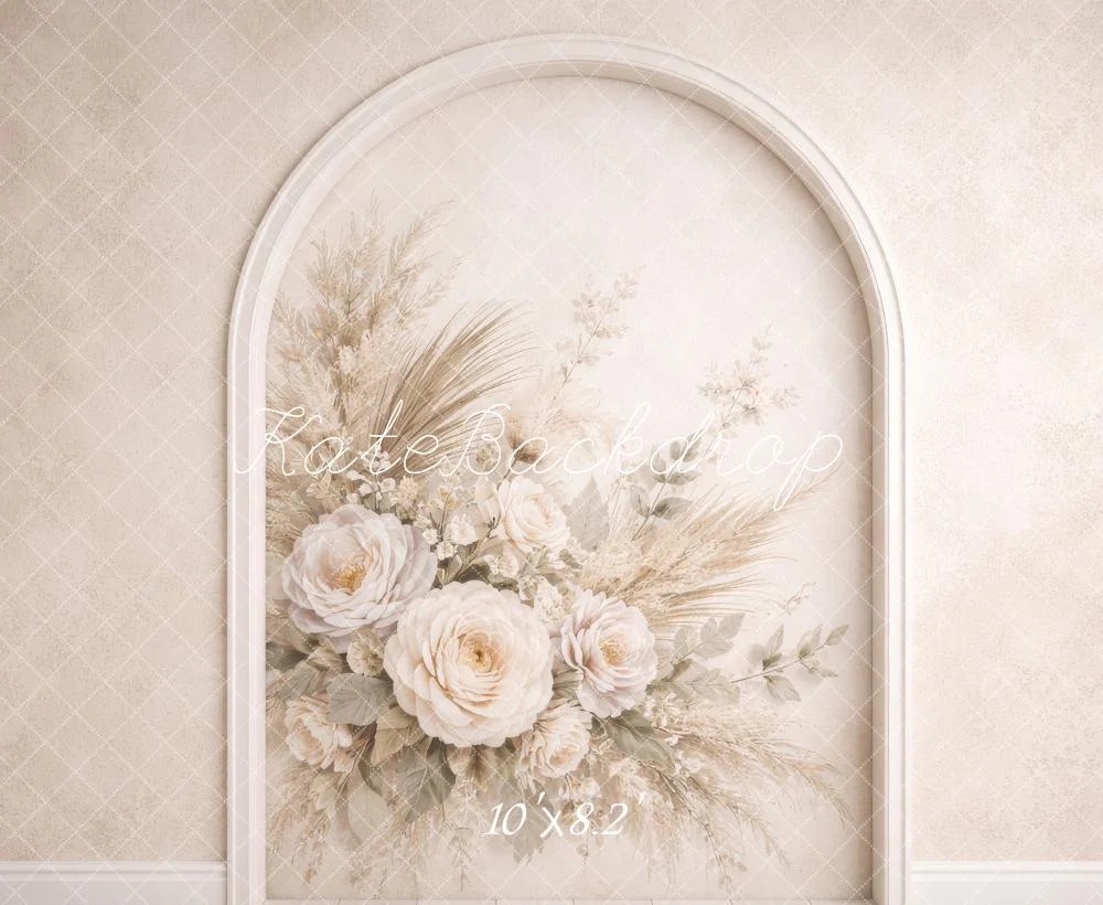 Kate Arch Beige Floral Fleece Backdrop Designed by Megan Leigh Photography - Image 3